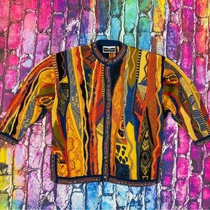 Carlo Alberto Coogi Style Cardigan Size Medium Sweater Multicolour 90s B2